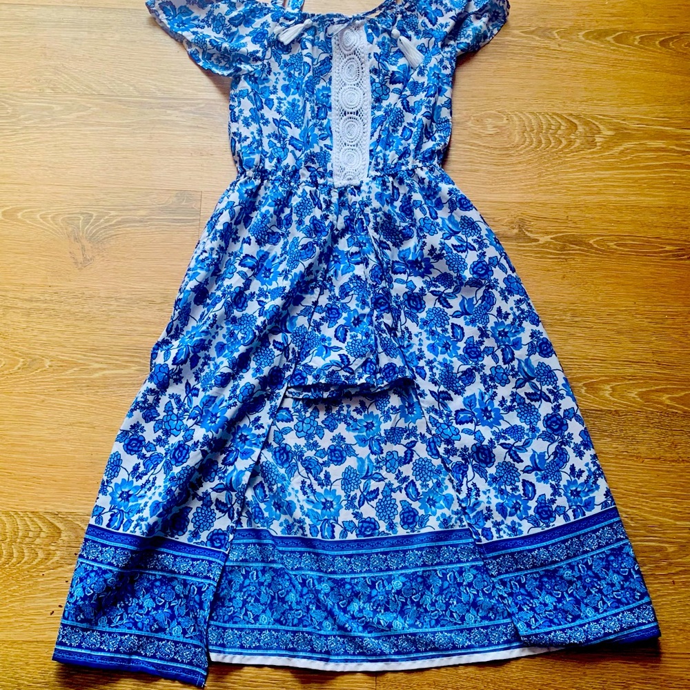 Girls shorts Hi-Lo Romper w/overskirt Sz 14